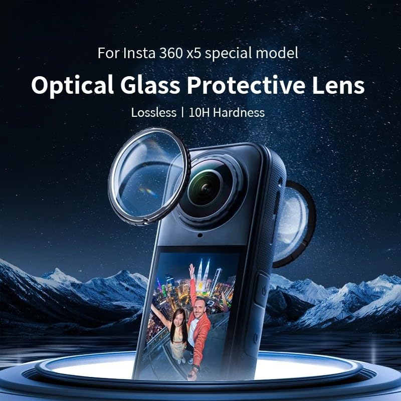 Image of Yantralay Lens Guard for Insta 360 X5, Rotatable Detachable Tempered Glass Shield with Anti-Glare Edge, Scratch & Drop Resistant High-Definition Cover