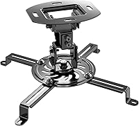 Vista 18 de WALI Soporte de techo para proyector, soporte universal para proyector de perfil bajo con brazos retráctiles y función de ajuste múltiple Blanco