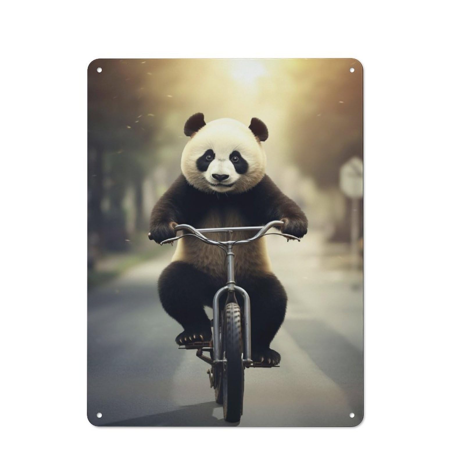 Junmoney Panda On A Bicycle For Garden Room Or Summerhouse, Vintage Tin Sign 40X30cm, For Display In Garden Rooms And Summerhouses