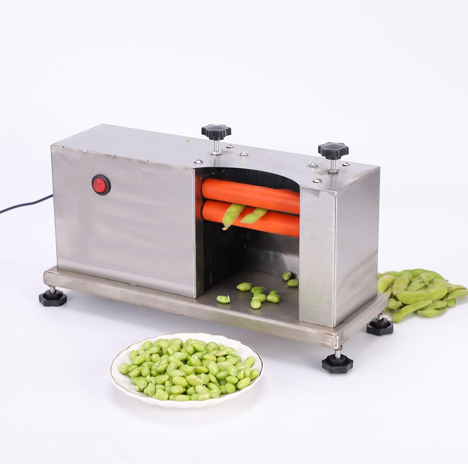 Macchina Commerciale Elettrica per Sbucciare Fagioli, Sgusciatrice Automatica in Acciaio Inox con Regolazione Telescopica per Sbucciatura Rapida di Edamame, Fagioli Fava E Piselli