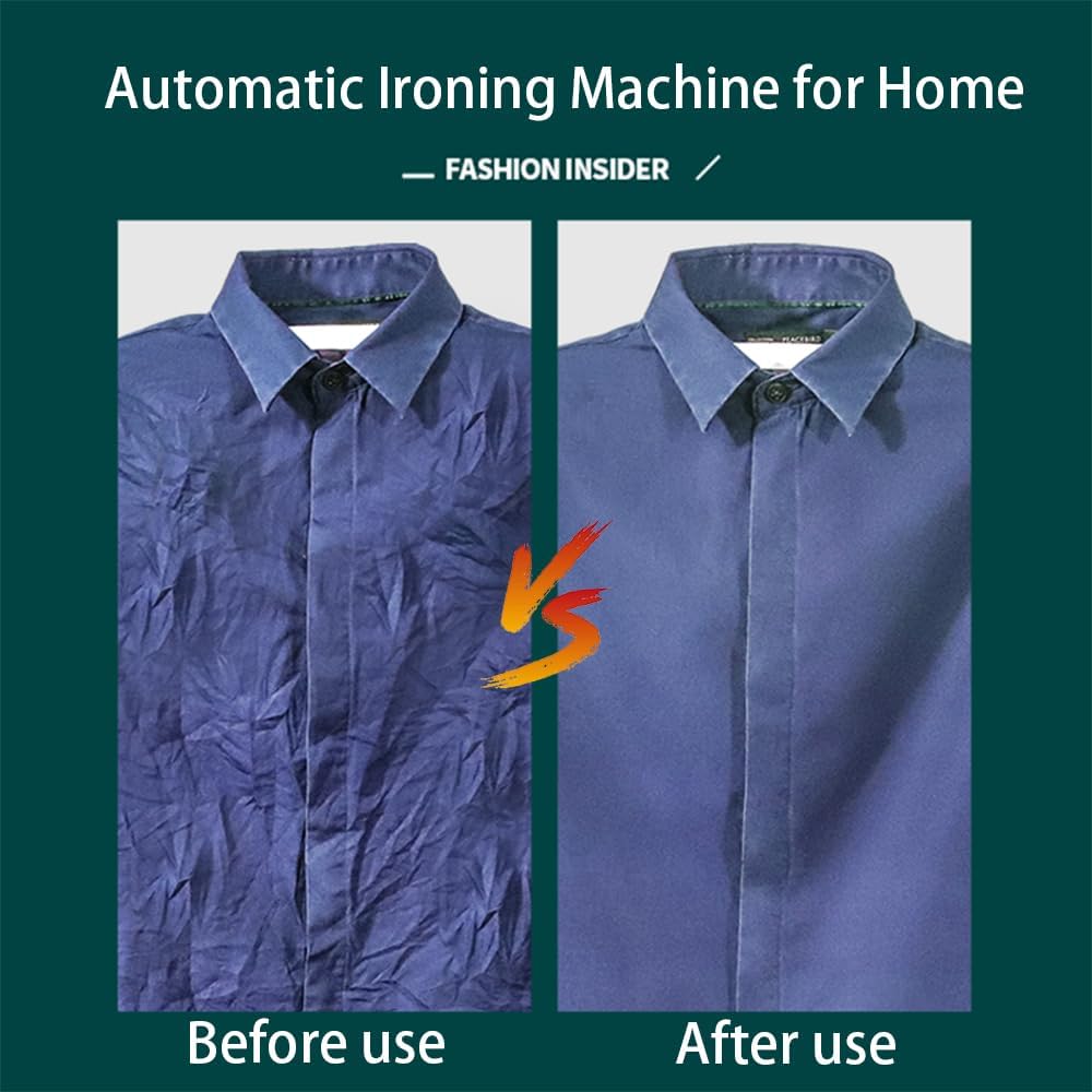 Automatic Ironing Machine, Hands-Free Shirt & Pants Wrinkle Remover, Portable Hot Air Garment Steamer Dryer, Gentle Fabric Care, No Ironing Board Needed for Home, Apartments & Travel (White) - 2