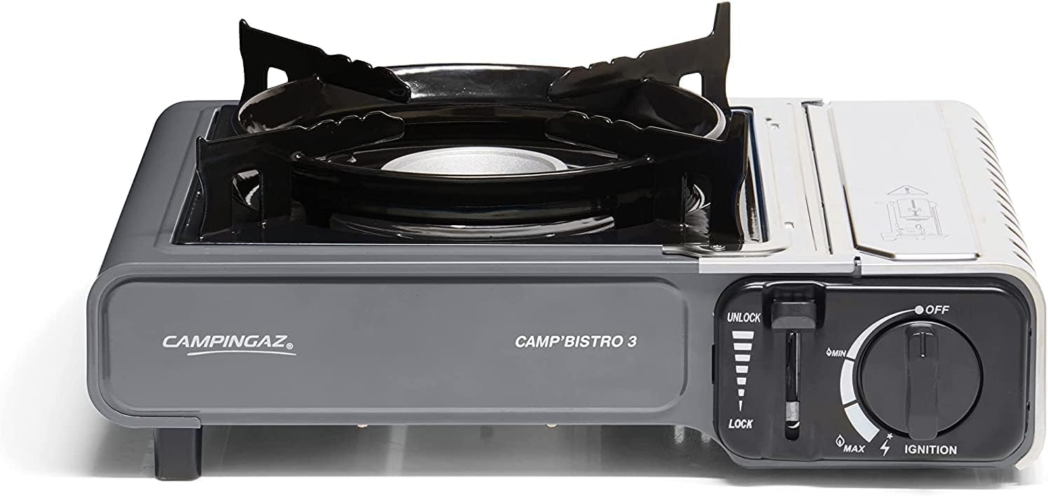 Hornillo de Camping Portátil 2200 W con Encendido Piezo – Cocina de Gas Butano Compacta para Camping, Camper y Emergencias, Compatible con Cartuchos CP250 y Maletín de Transporte