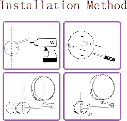 Miniatura 7 de Espejo de Maquillaje Montado en la Pared, Espejo de Tocador, 1X/10X Aumento Espejo CosméTico, 8 Pulgad Espejo de Maquillaje, Rotación de 360° Dorado