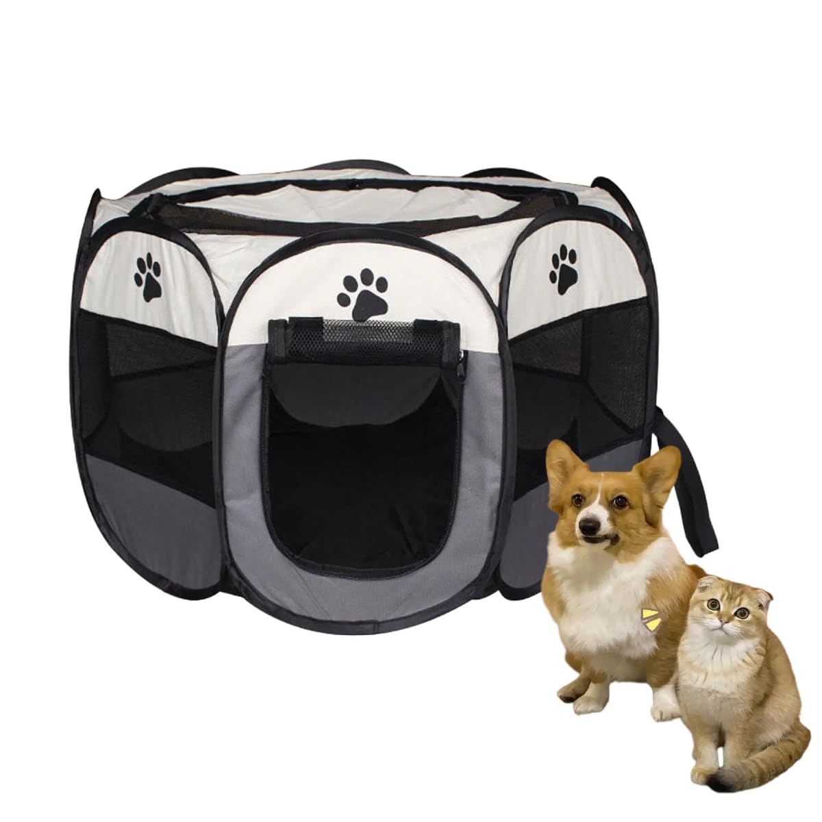 Portable Pet Playpen, dog pen and cat pen, Foldable Dog Cat Cage Indoor Puppy PlayPen, Breathable Mesh Pet Carrier Kennel Soft Tent For Medium Dogs Travel Puppies Playpens (28.7" × 17.7")