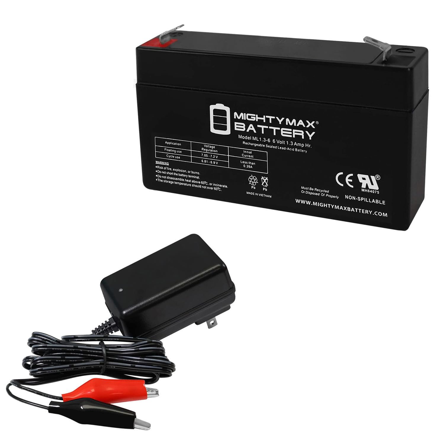 Mighty Max Battery 6V 1.3Ah Battery Replacement for Sonnenschein A2061S + 6V Charger