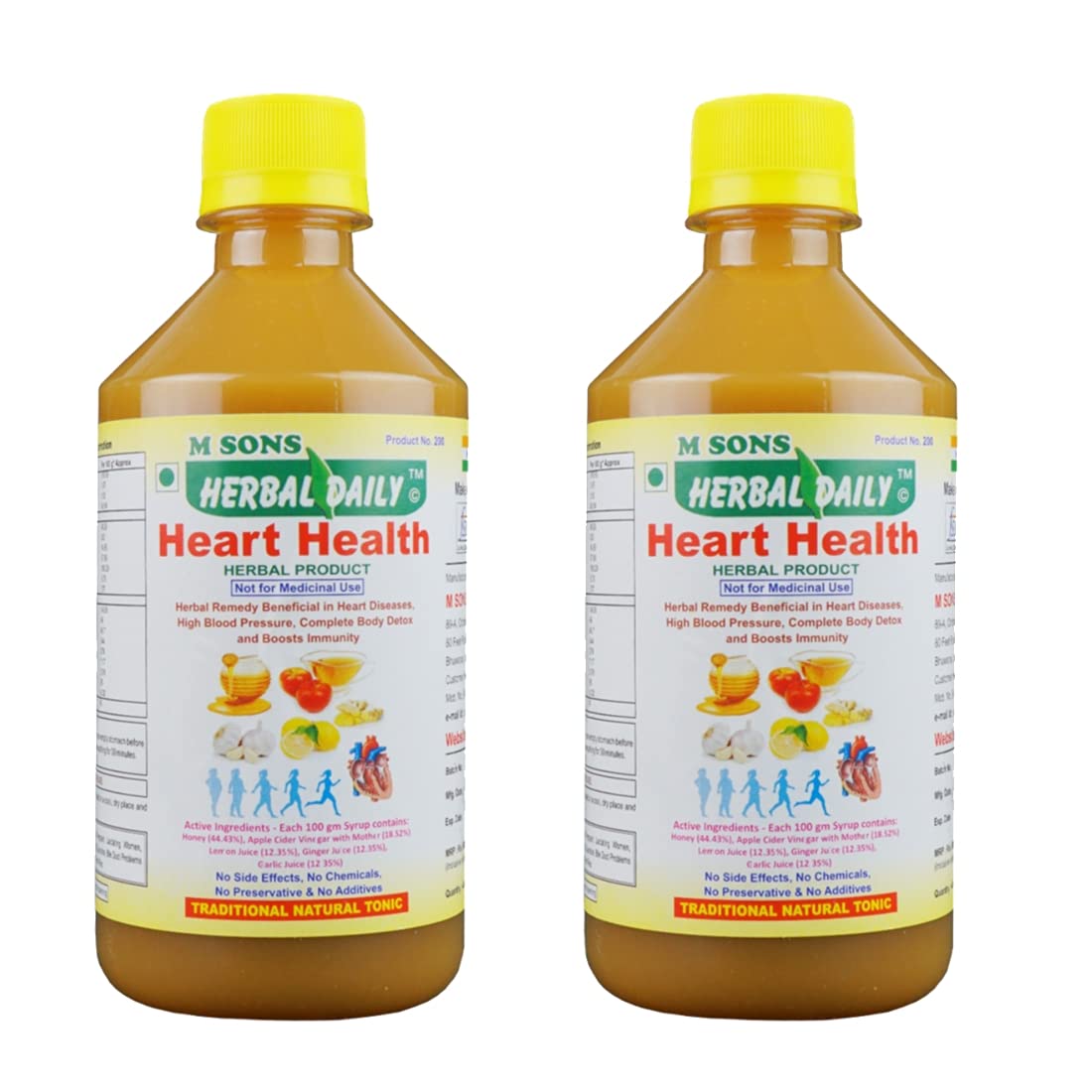 Herbal Daily Heart Health Juice 3x Strength | Ayurvedic Cardiac Care with Garlic, Ginger, Lemon, Honey & Apple Cider Vinegar | Supports Heart Health, Cholesterol, Blood Pressure & Wellness (B09FFC7BP6) Amazon Price History, Amazon Price Tracker