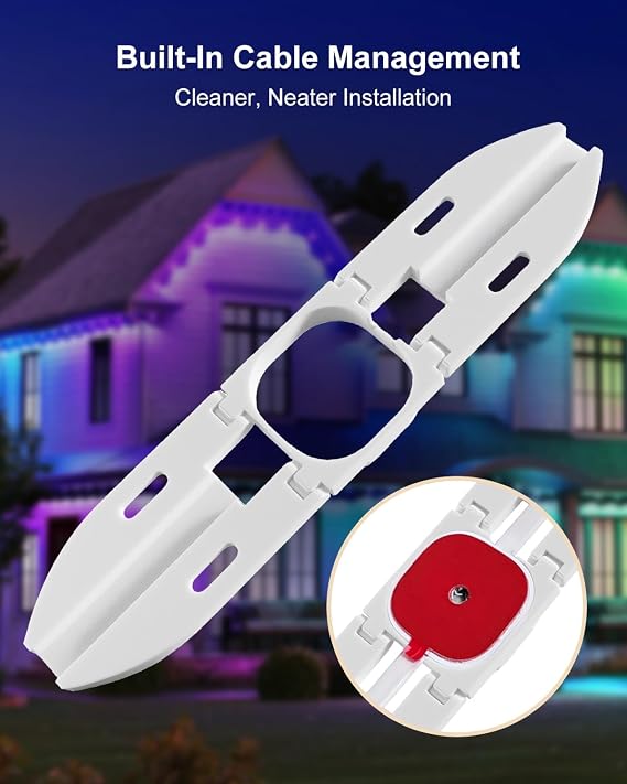 Gable Light Clips Fit for Govee H706,Gable Mounting Brackets with Cable Management, Screw-Mounted Clips for Permanent Outdoor Lights, Compatible with Govee H706 Series 4-Pack White