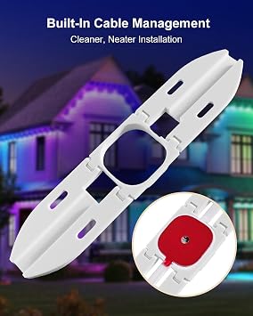 Gable Light Clips Fit for Govee H706,Gable Mounting Brackets with Cable Management, Screw-Mounted Clips for Permanent Outdoor Lights, Compatible with Govee H706 Series 4-Pack White