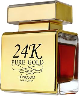 Lonkoom 24K Pure Gold Perfume for Women, 3.4 Fl Oz/100ml Eau de Parfum Spray Travel Size Perfumes Long-Lasting Fragrance, Floral Fruity Notes of Praline, Vanilla, Musk, Rose, Strawberry, Amber