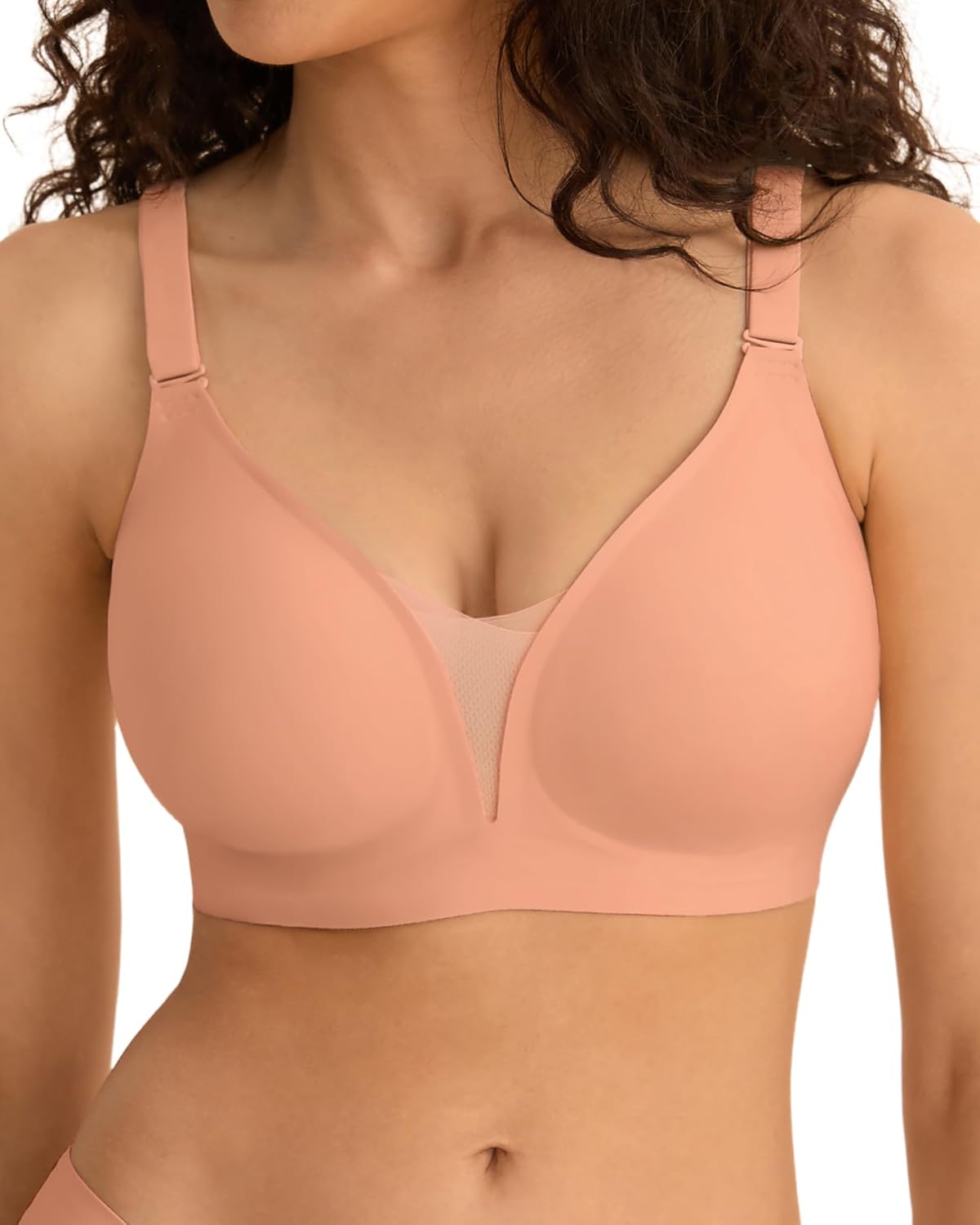SHARICCA Dames-bh zonder beugel Push-Up kanten-bh Naadloze T-shirt bh met volledige beugel Zachte draadloze bralette Ademend voor dagelijks gebruik Slapen, roze, XXL