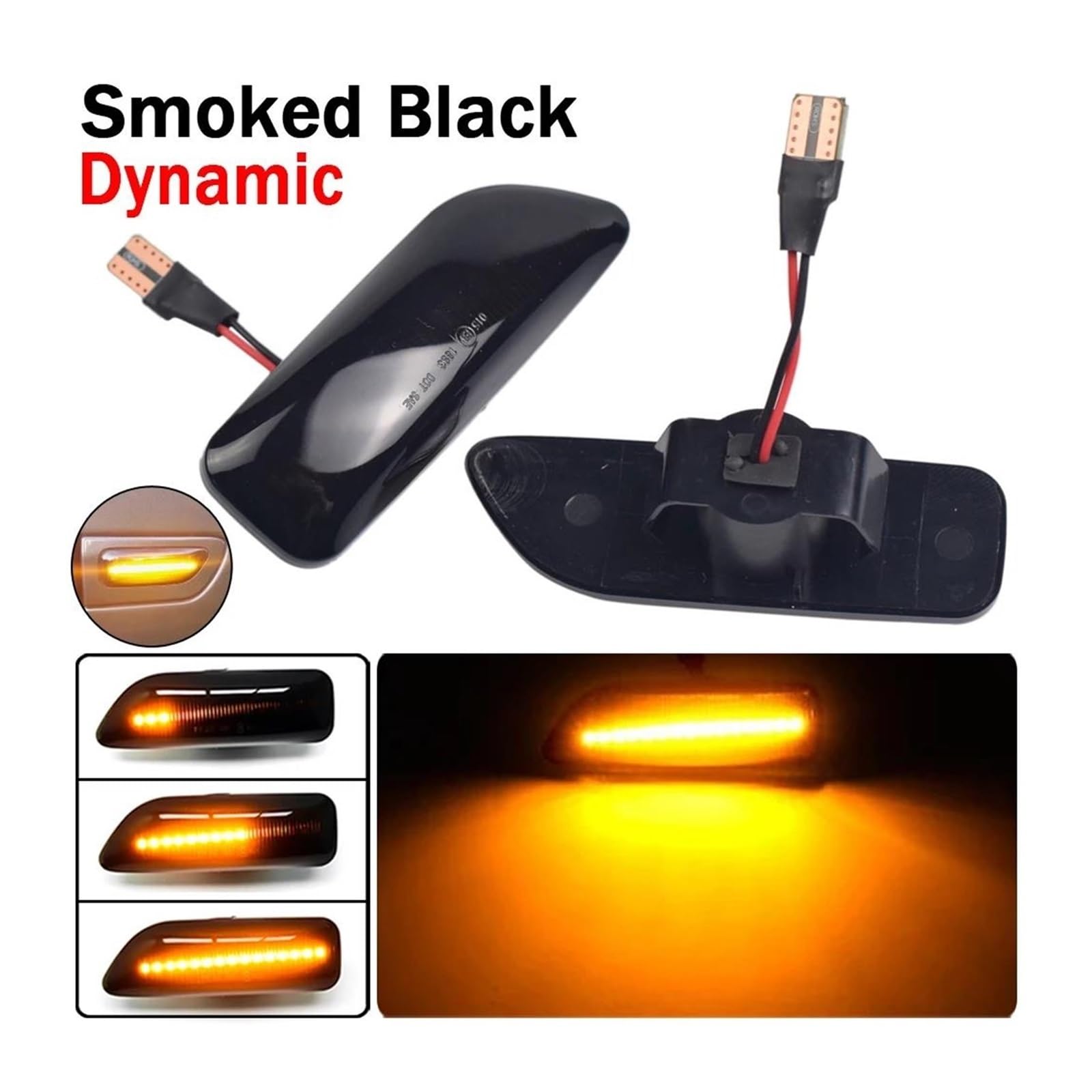 Generico Luci Segnalazione Per Volvo XC90 S80 XC70 V70 S60 2001 2002 2003 2004 2005-2009 Per Indicatori Direzione Dinamici Laterali Per Super Luminosi(Dynamic Smoked Black)