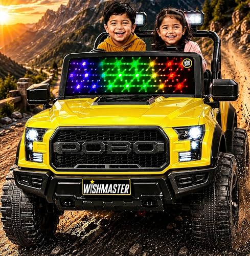 Image of Wishmaster 4x4 Driving EV Cars for 1, 2, 3, 4, 5, 6 Years | Remote + Steering + Mobile App Control | Kids Jeeps (Medium Size F-Raptor [1-8 Year Kids]