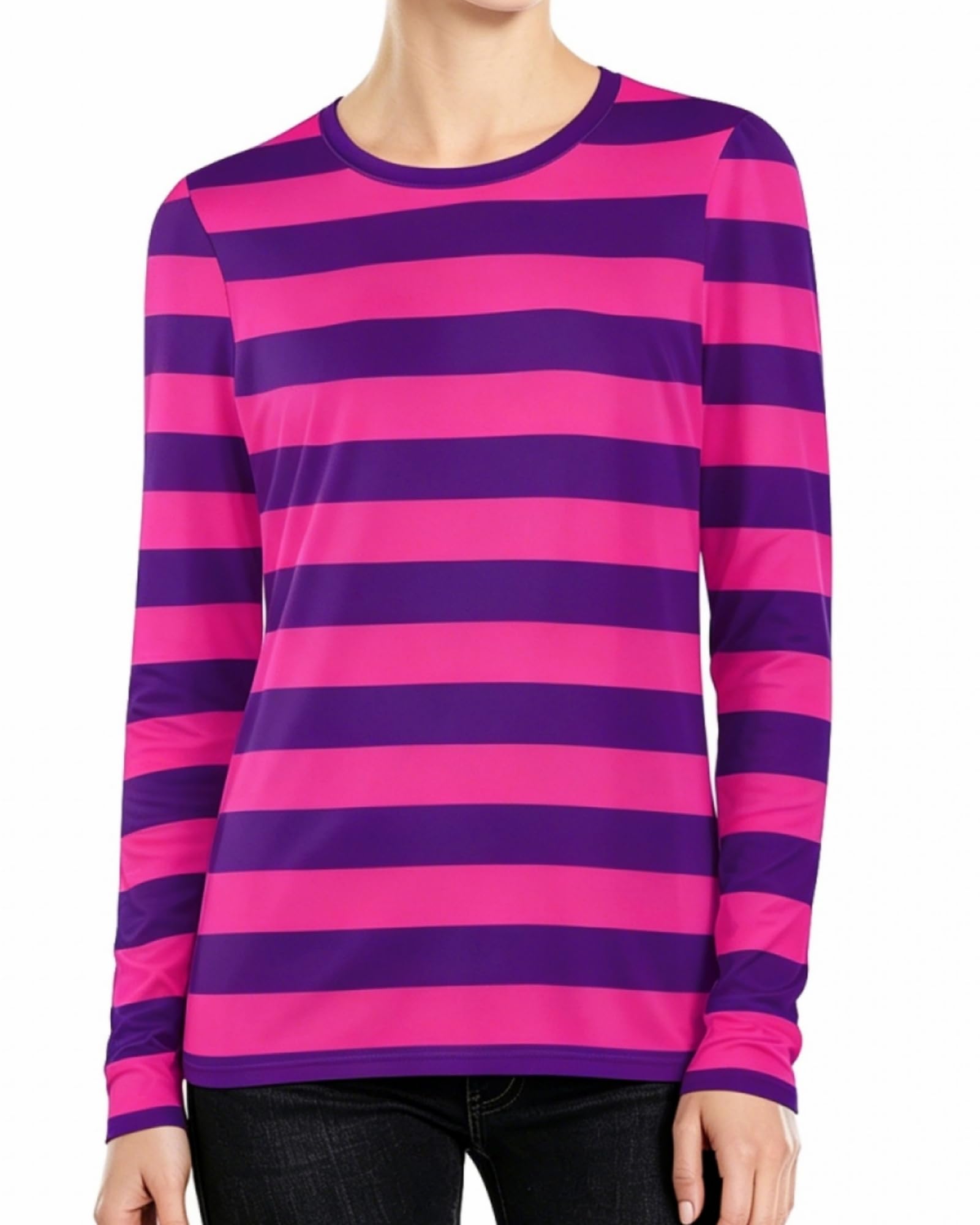 Women Vintage Striped Long Sleeve Shirt Halloween Cat Costumes