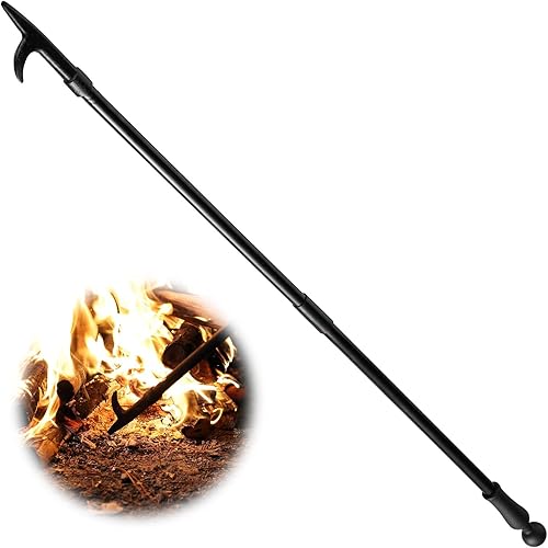 BsBsBest Atizador de fuego para fogata, atizador portátil extra largo de 46 pulgadas para chimenea, campamento, estufa de leña, uso en exteriores e