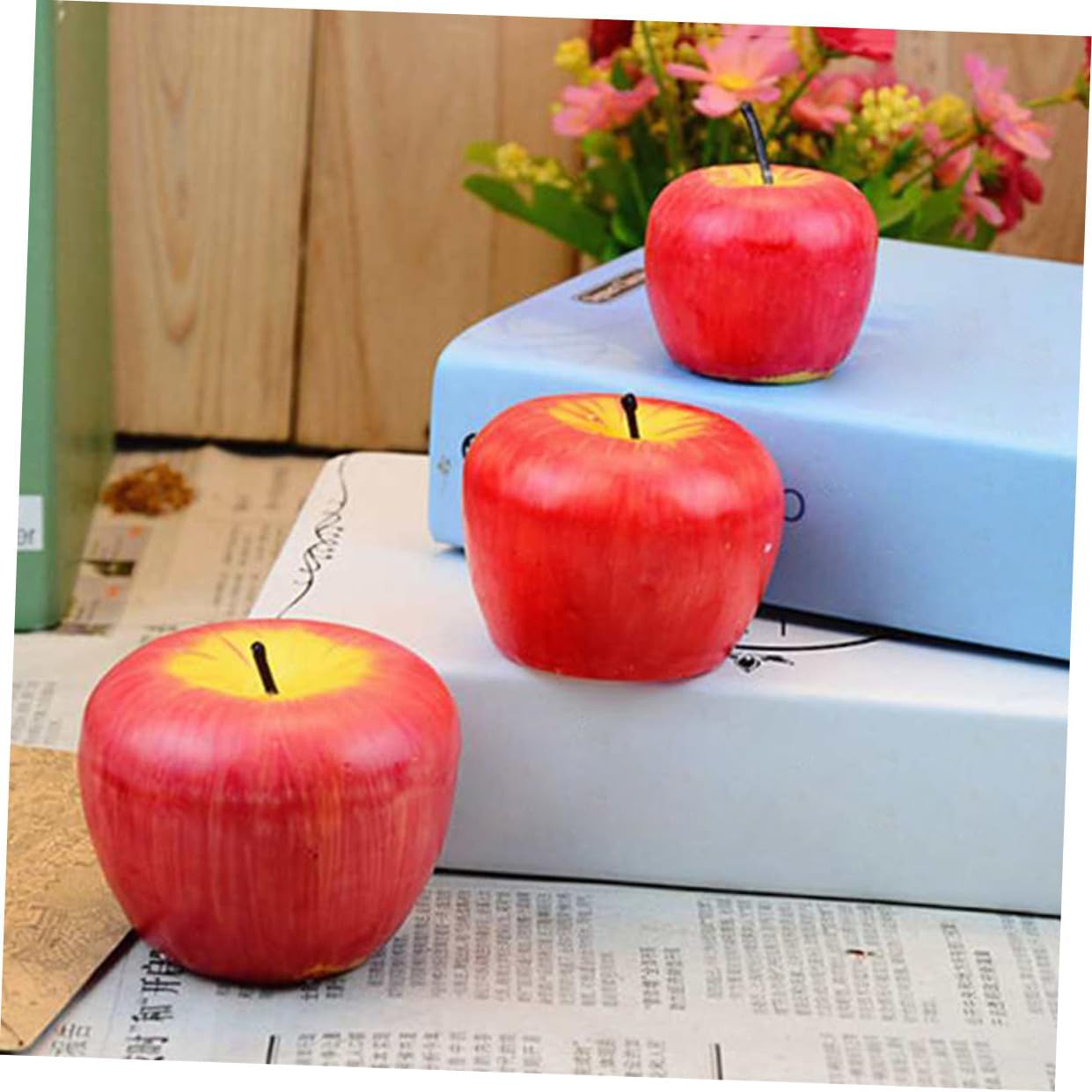Xmas Artificial Apple Candles 5pcs Wax Holiday Shapes Home Decoration