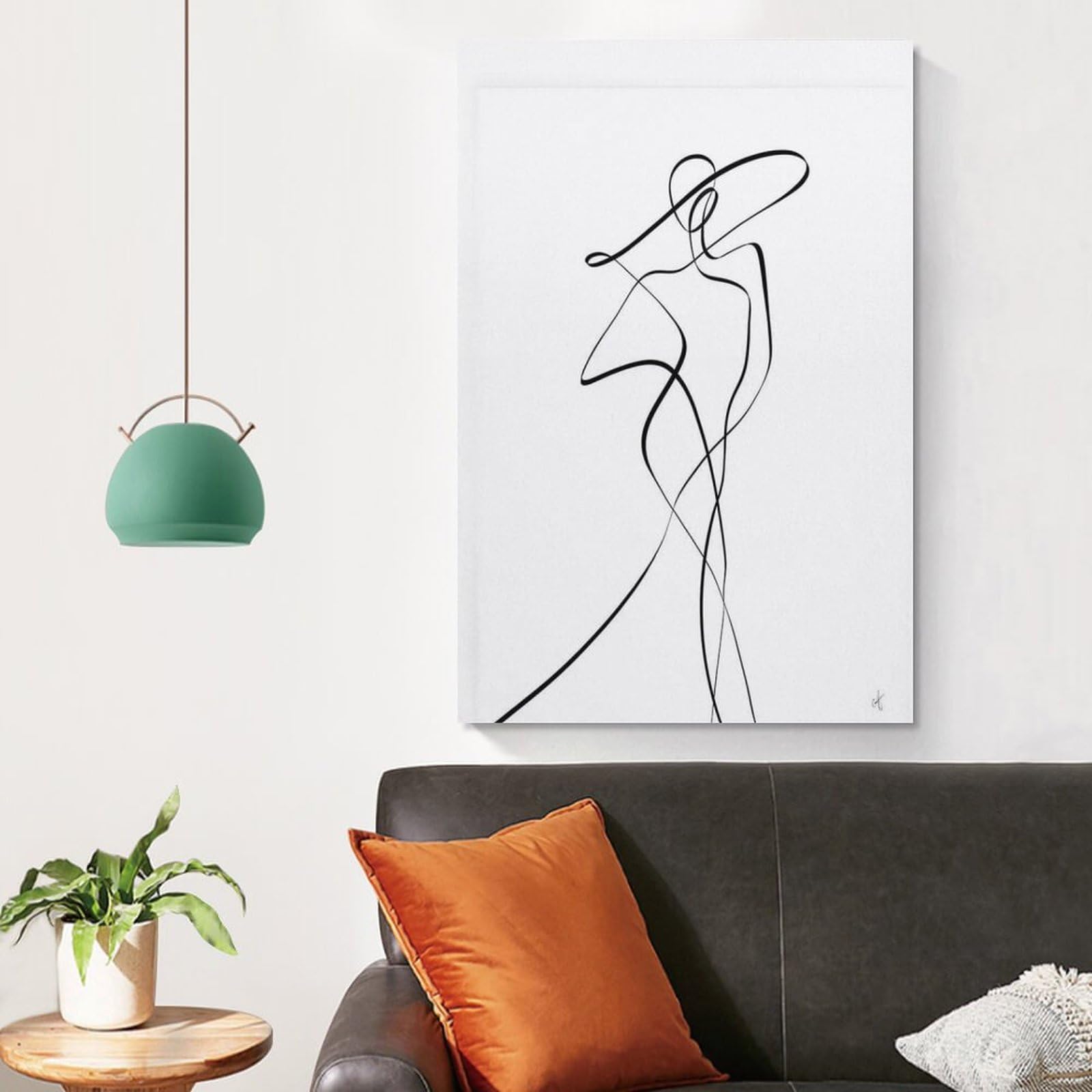 Amazon.co.jp: 女性 ラインアート 線画 モノクロ 白黒 絵画 北欧