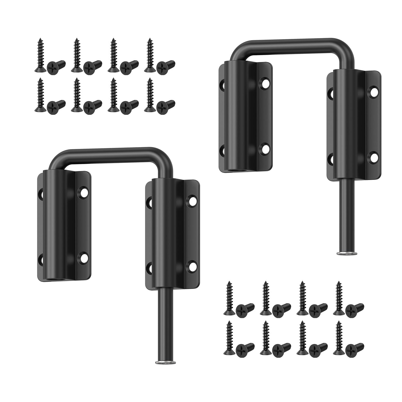 BiceNoning Upgraded Sliding Door Loop Lock, 90/180 Degree Multi-Angle Aluminum Alloy Gate Latches for Barn Door, Closet, Fence, Window, Patio - Security U-Bolt Latch Locks (Black-2PCS)