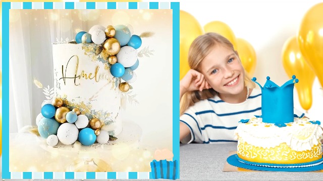Palline di torta, decorazioni a sfera blu, rosa salvia, oro, bianco - 5 palline - Italia