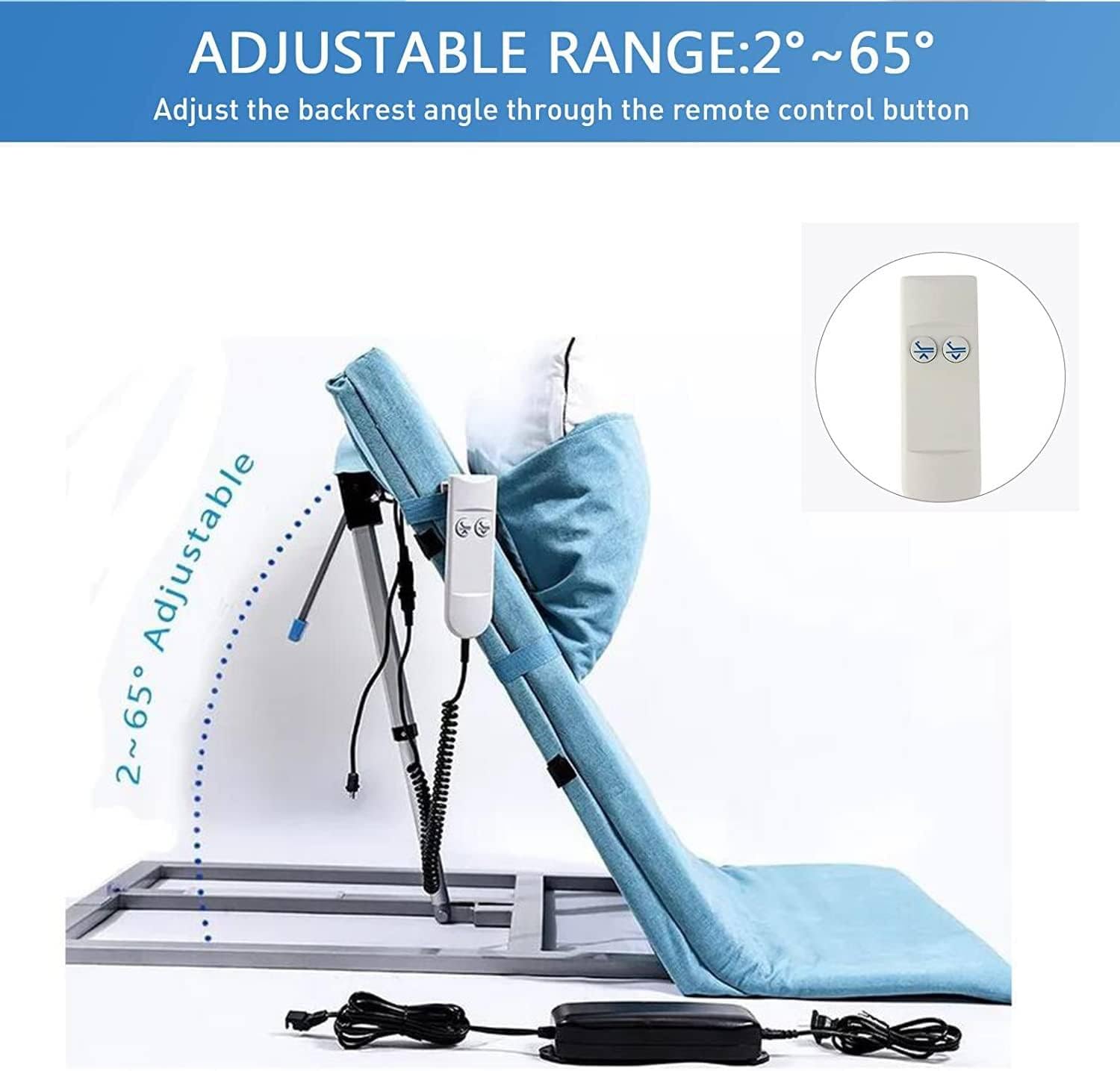 Respaldo de Cama elevable para Personas Mayores, Elevador de Almohada, Ayuda eléctrica Ajustable para Sentarse y levantarse, sillas Ajustables para discapacitados, para Soporte de Cuello, ca