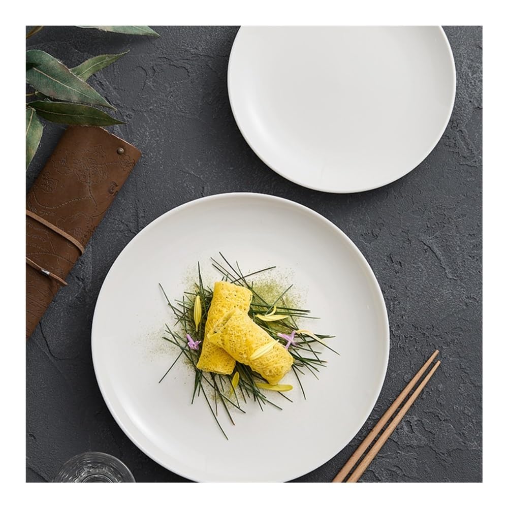 Talerze Obiadowe Białe ceramiczne talerze obiadowe, okrągłe talerze śniadaniowe i deserowe do steków(8inch)