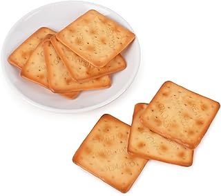 8 Pcs Fake Cookies, Square Shape Artificial Soda Cracker Models Simulation Realistic Baked Biscuits for Home Kitchen Shop Display Photography Props