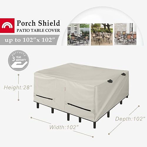Miniatura 68 de Porch Shield Funda rectangular para mesa de patio, impermeable, para mesa de comedor y sillas de exterior, 108 x 70 pulgadas, color negro