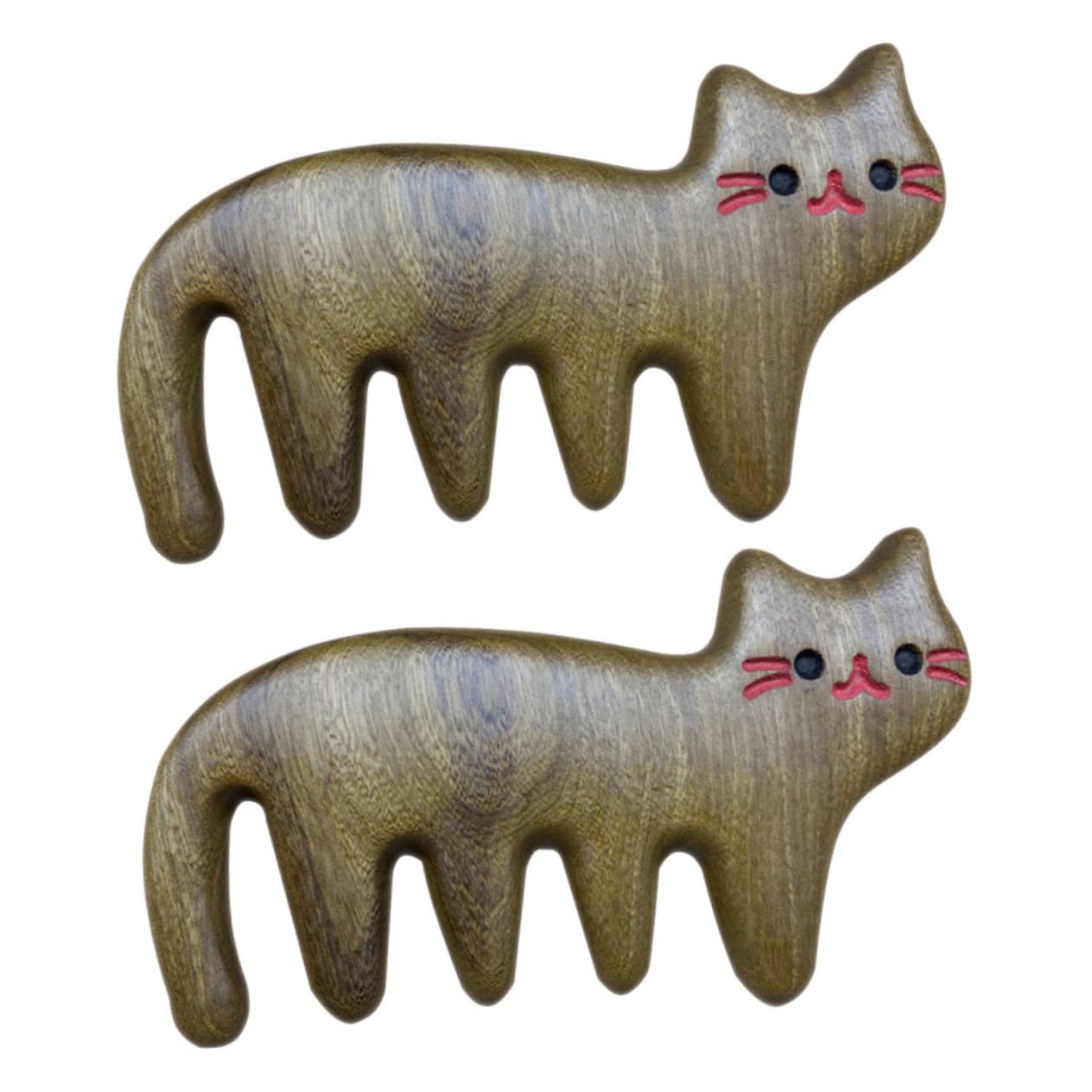 FRCOLOR 4pièces Peigne Bois Pour Massage Du Chevelu Peigne à Large Dents Sans Électricité Statique Design Chat Outil Relaxant Pour Cheveux Et Chevelu