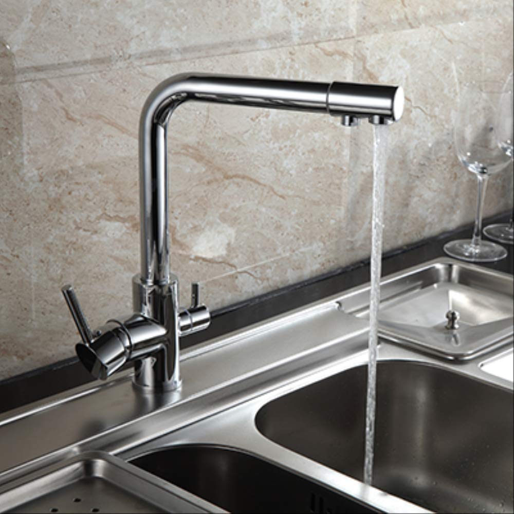 ZYCHSJXA Filter Kitchen Faucet Deck Installed Black Mixer Tap Crane Rotate 360 Degrees to The Water Features 83027C