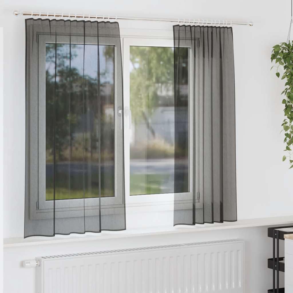 Voilage noir brise-vue et protection solaire 140x175 cm pour votre confort