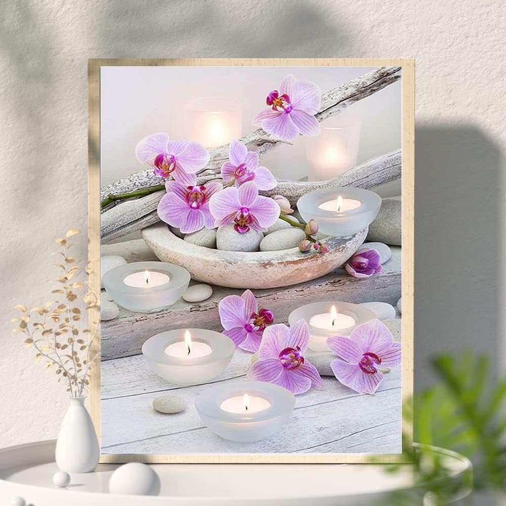 MXJSUA 5D Diamond Painting Set 'Lila Orchideen' – 30x40 Cm, Inkl. Aller Werkzeuge, Für Erwachsene
