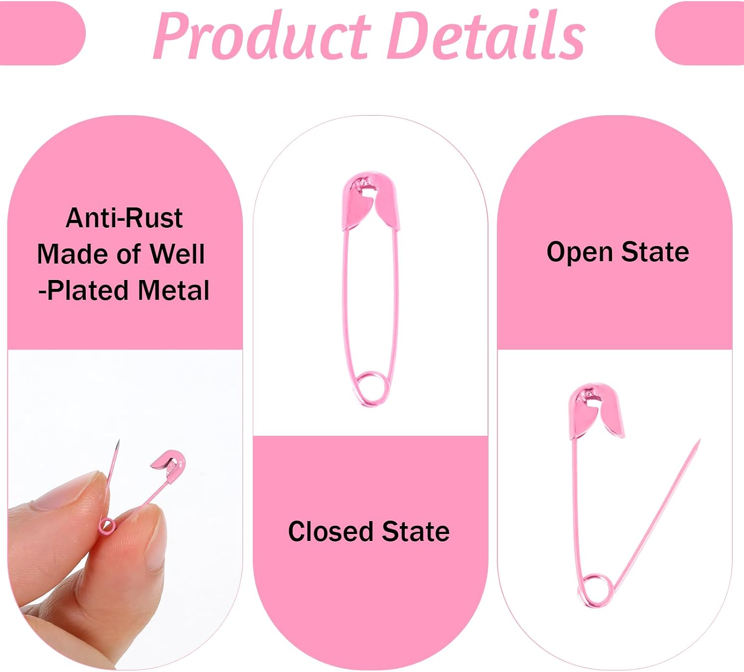 240 Pieces Mini Safety Pins 0.75inch Metal Pins for Clothes Sewing Arts Craft Costume Handicrafts Jewelry Making Bulk Rust Pin for Decorate and Organize Items (Pink)
