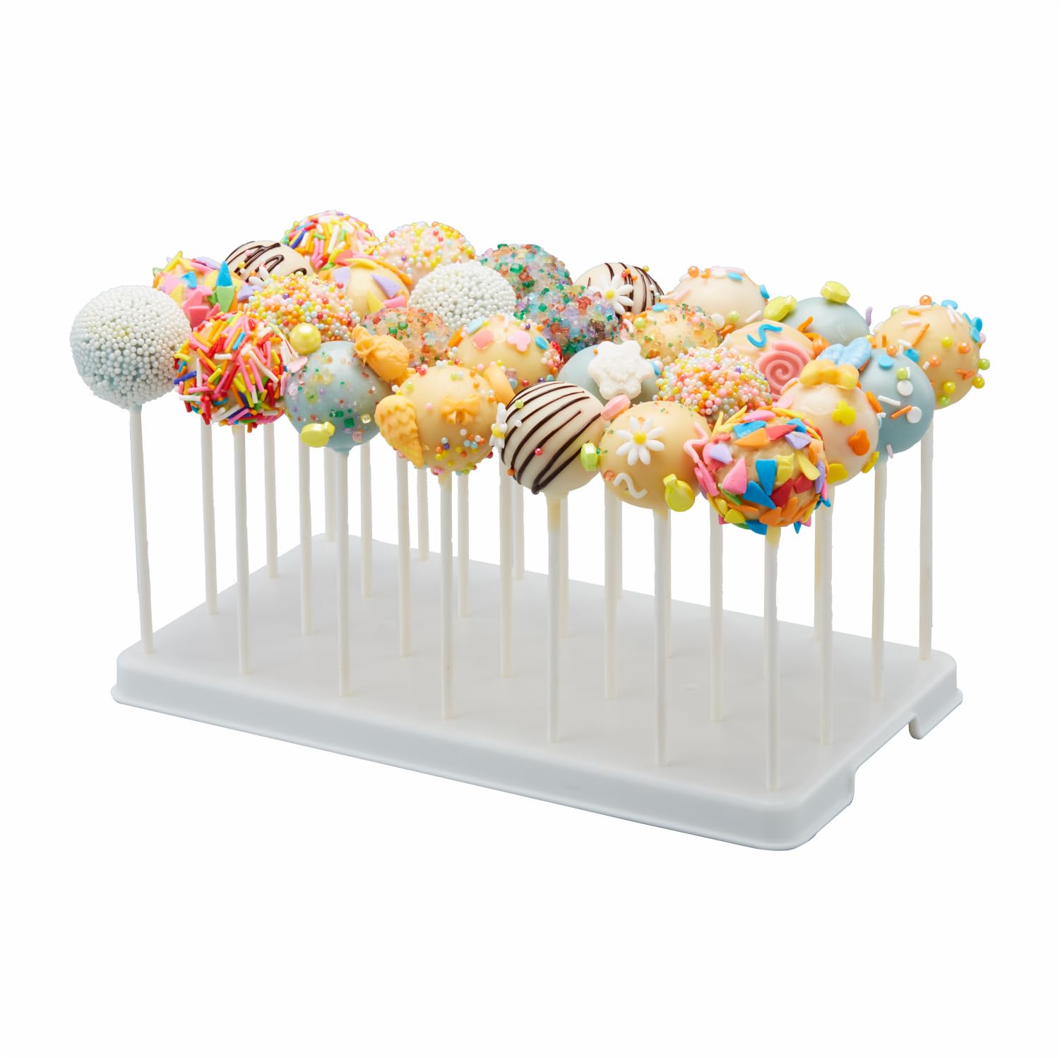 Taihuimy White 28 Holes Cake Pop Stand For Cake Pops, Lollipop Holder Stand, Cake Pop Display Holder, Candy Pop Holder,Cakepopsical Stand For Weddings, Baby Showers, Birthday, Party (White)