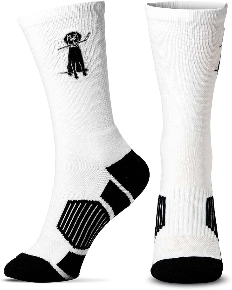 ChalkTalkSPORTS Hockey Socks - Cushioned Mid-Calf Crew - Youth & Adult | Moisture-Wicking Performance Blend, Athletic Hockey Gear, Stay-Up Technology, Arch Support, Breathable, Boys and Men