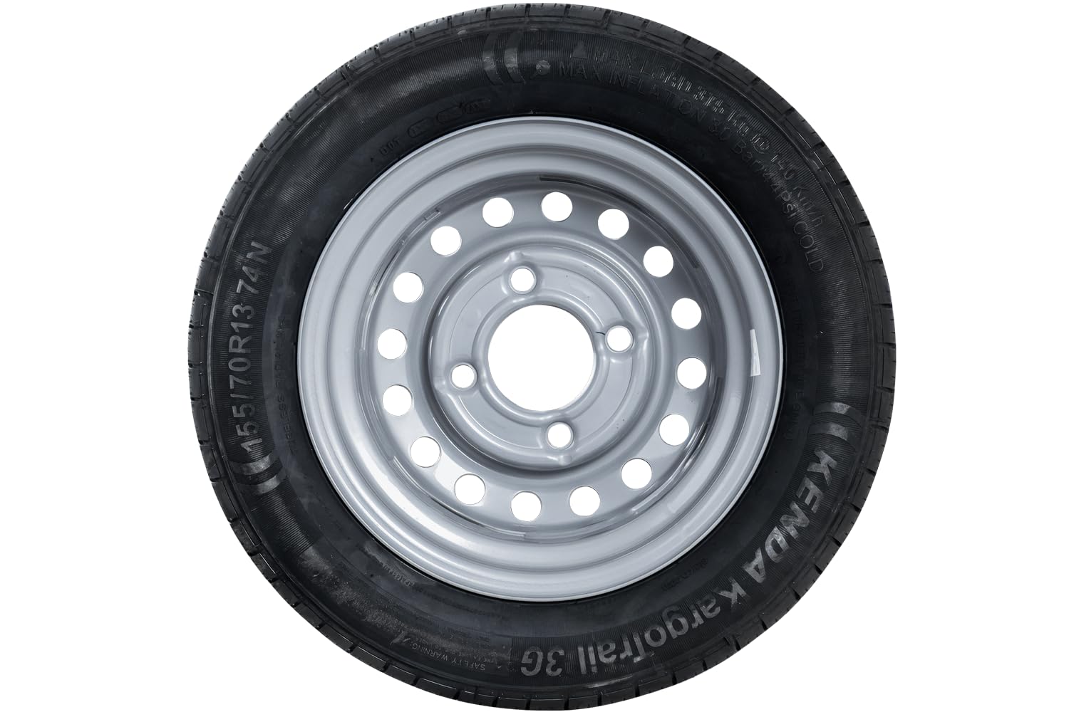 KENDA Ruota per Rimorchio Leggero 155/70 R13 74N, Cerchio in Acciaio 4x130 ET20, Pneumatico KargoTrail 3G per Carrelli da Giardino e Campeggio, Portata Massima 375 kg