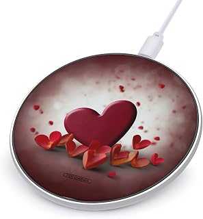 Hearts with Love Wireless Charger, 10W Qi-Certified Fast Wireless Charging Pad with USB Cable & LED Indicator Fashion Charger Mat Portable Charging Station for All Qi-Enabled Phones