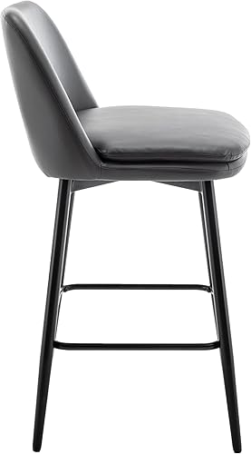 Miniatura 9 de Juego de 2 taburetes de bar giratorios de altura de mostrador, taburetes de bar tapizados giratorios de 360° con respaldo y patas de metal, altura