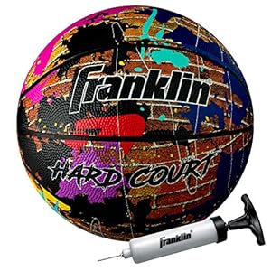 Franklin Sports Hard Court Basketball – Official Size Basketball – Indoor + Outdoor Street Basketball – 29.5″ Rubber Basketball – Air Pump Included