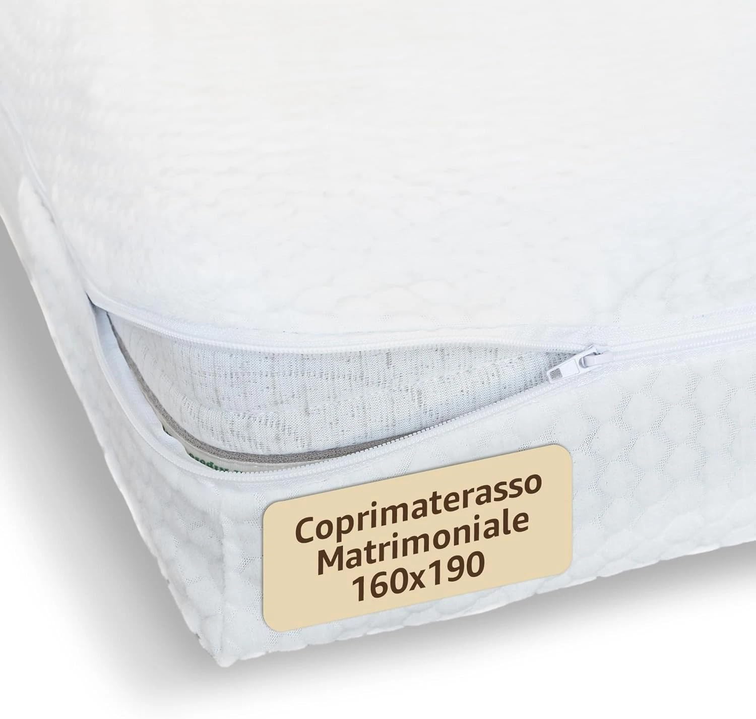 SONIT - Protège-matelas double avec fermeture éclair - Housse de matelas pour lit double 160 x 190 cm - Anti-acariens hypoallergénique et respirant