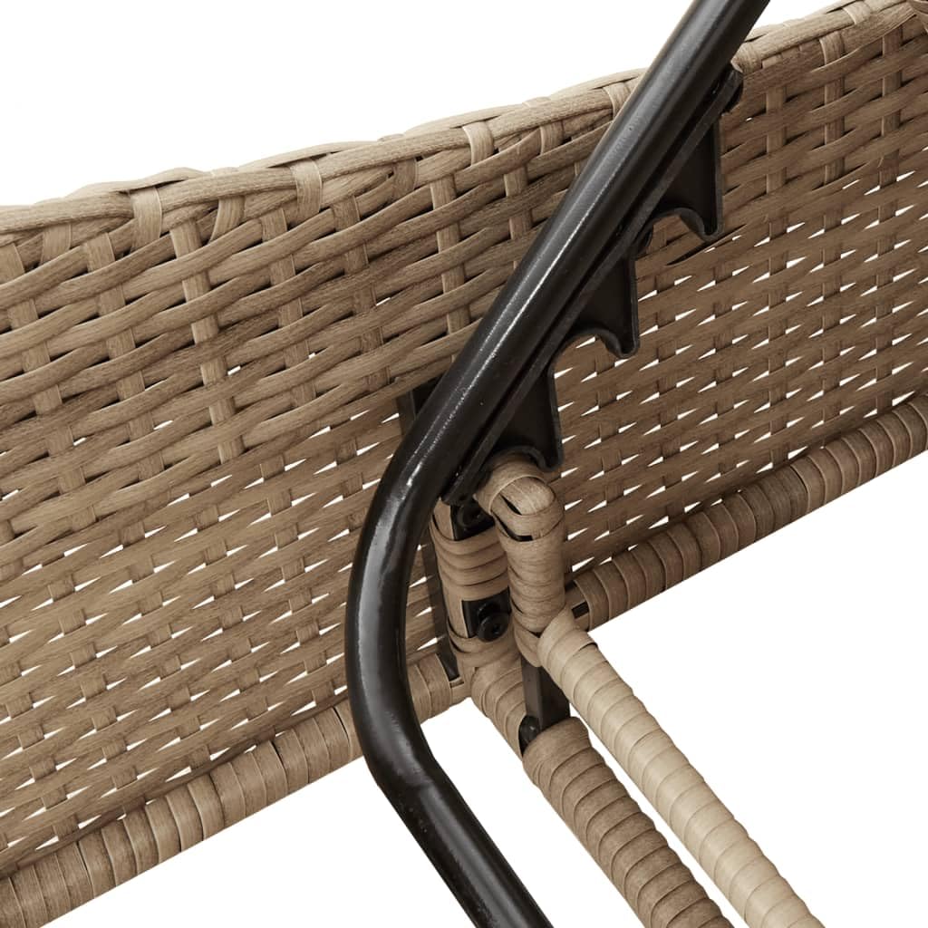Sonnenliege mit Auflage Beige 60x205x73 cm Poly Rattan Feldbett Gartenliege Strandkorb Geeignet für Pool, Terrasse, Garten.