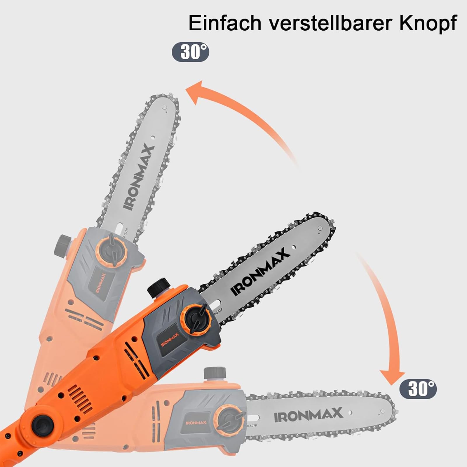 GOPLUS Elektro-Hochentaster, Teleskop Astsäge -750 W | mit abwinkelbarem Kopf | bis 286cm ausziehbar | 25 cm Schwertlänge | Kettengeschwindigkeit 11 m/s, Elektrische Kettensäge Profi-Astsäge Motorsäge