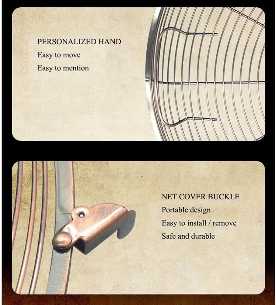 Wall-Mounted Oscillating Fan with Remote Control, 3 Speed Settings, Antique Metal Design - Quiet Operation for Household and Industry