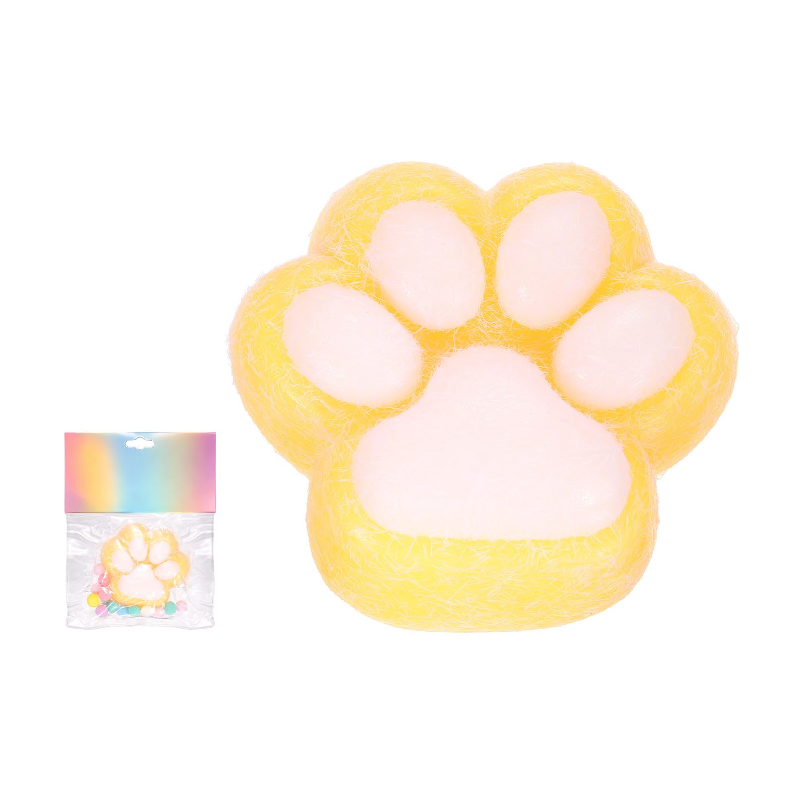 sourcing map 3 Inch Cat Paw Squeeze Toy, Cute Cat Paw Sensory Toy Soft Funny Fidget Toy Perfect for Stress Relieving, Party Favors & Birthday Gifts (Yellow)
