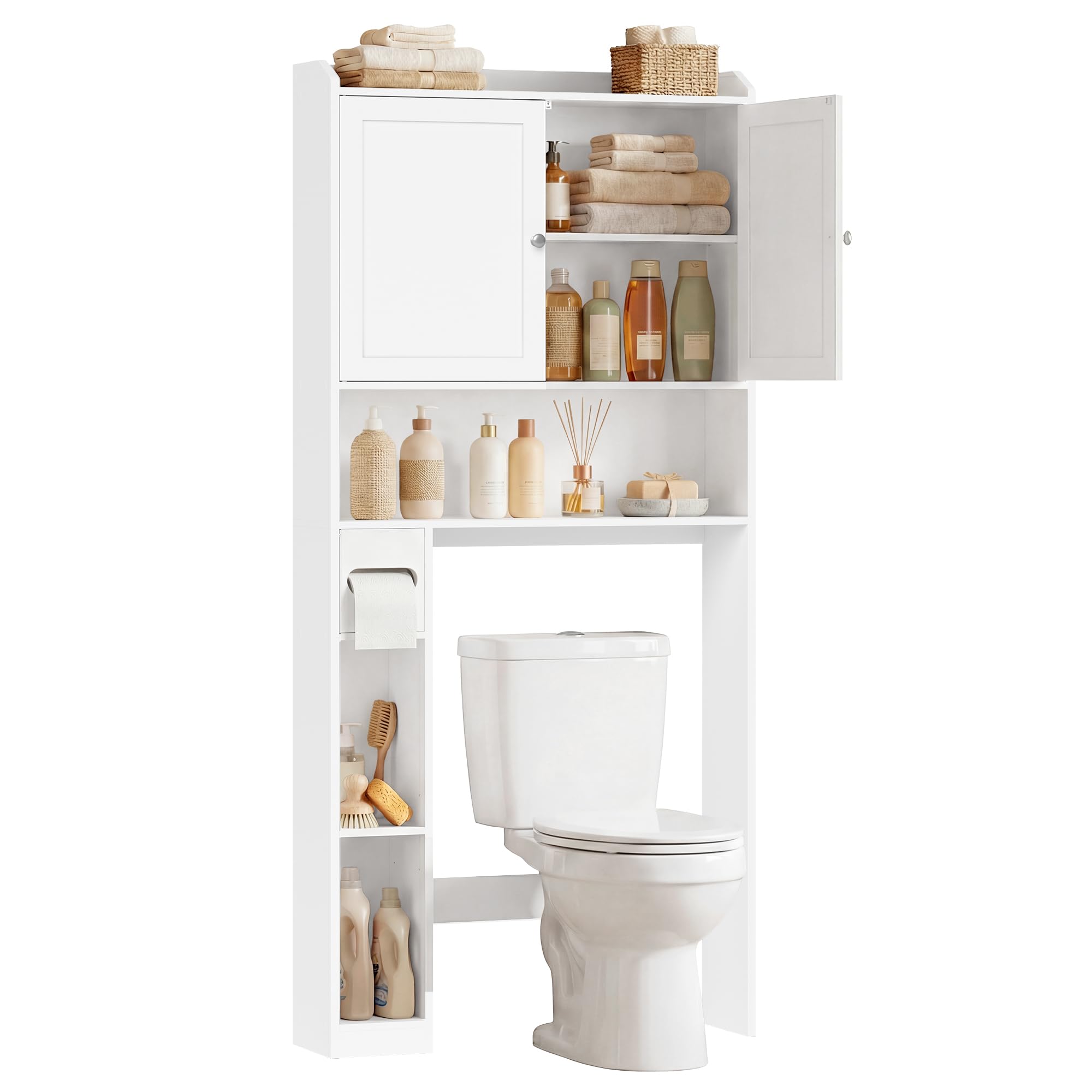 VASAGLE Toilettenregal, Badezimmerregal mit Schiebetür BTS018W01V1