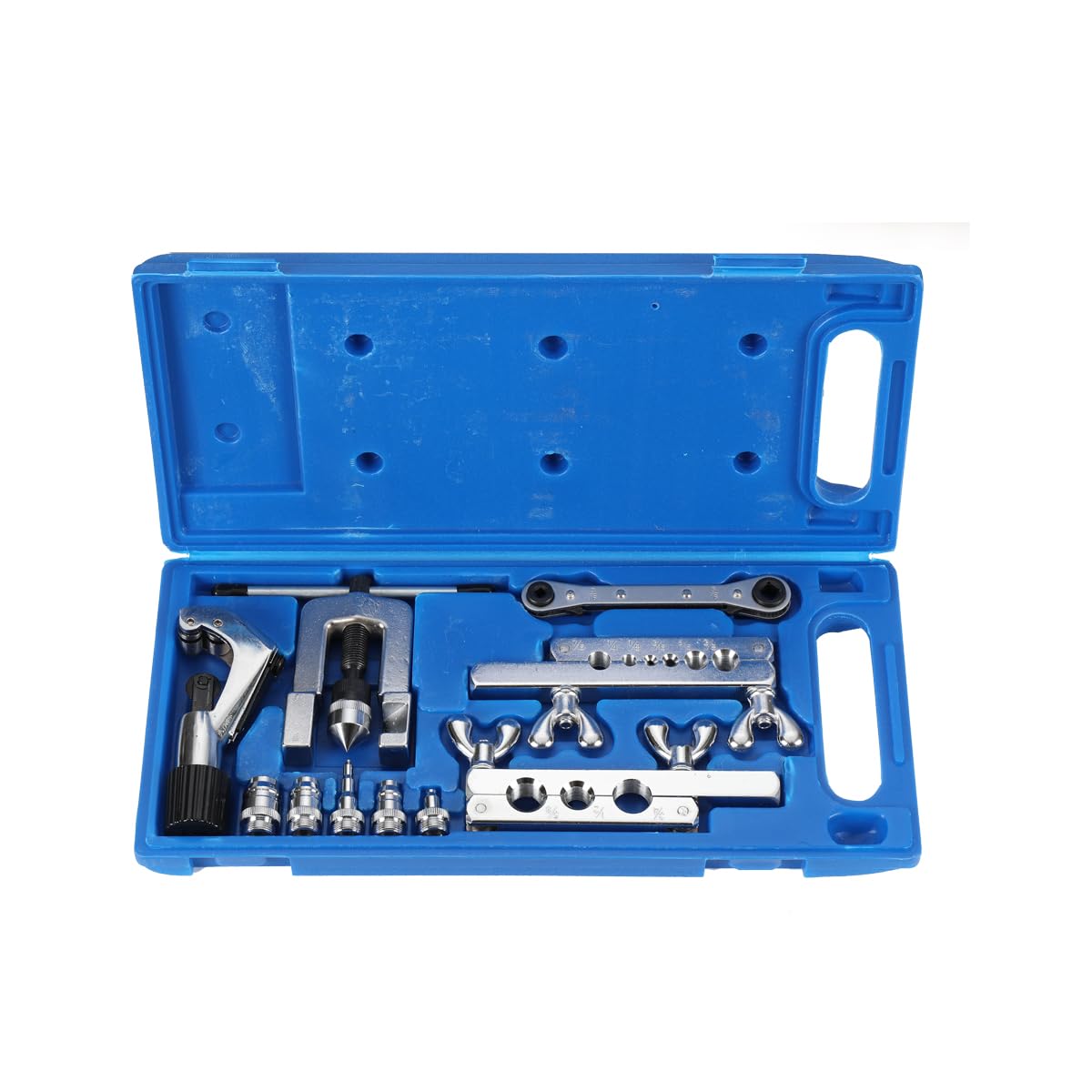 QAVODB HVAC Flaring Swaging Tool Set Brake Line Flaring Tool Kit 45° Single Flares on Copper, Aluminum, Brass, and Soft Steel Lines with Tubing Cutter