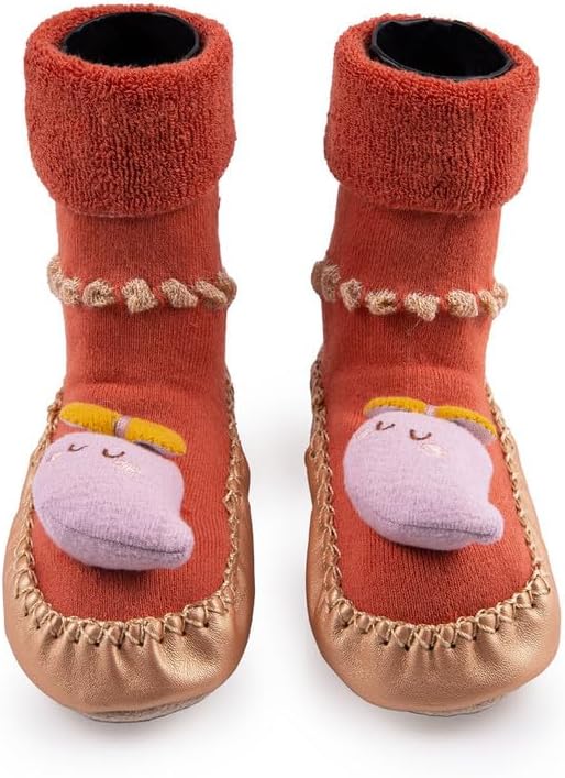 GenericBaby Boys Girls Socks shoes For Old Toddler Anti-Skid Knitted Ankle Socks Booties for Unisex Kids Silicon Rubber Sole Slip on Socks Cum Shoe