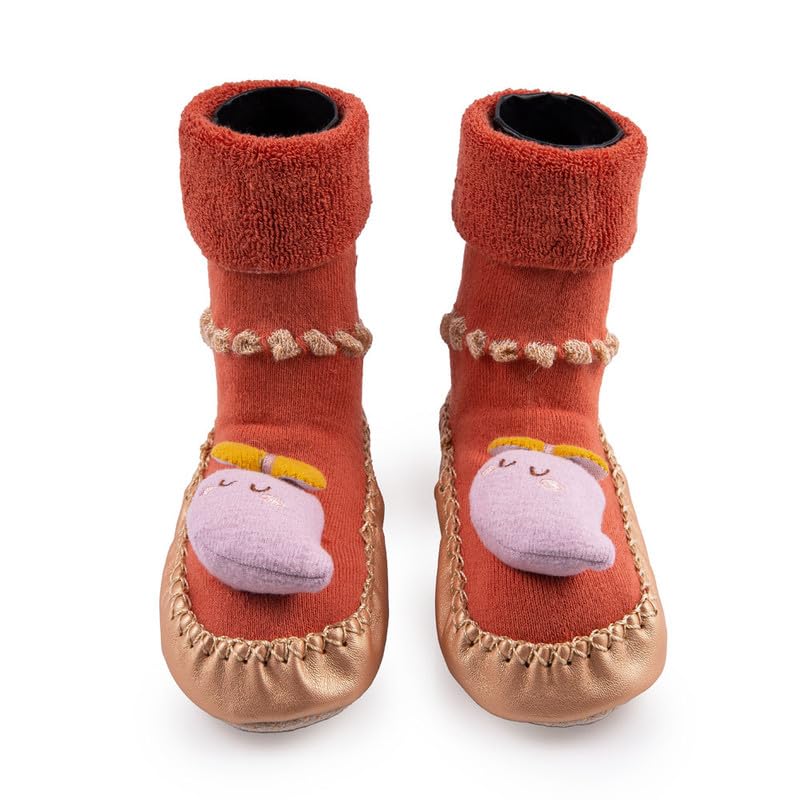 GenericBaby Boys Girls Socks shoes For Old Toddler Anti-Skid Knitted Ankle Socks Booties for Unisex Kids Silicon Rubber Sole Slip on Socks Cum Shoe