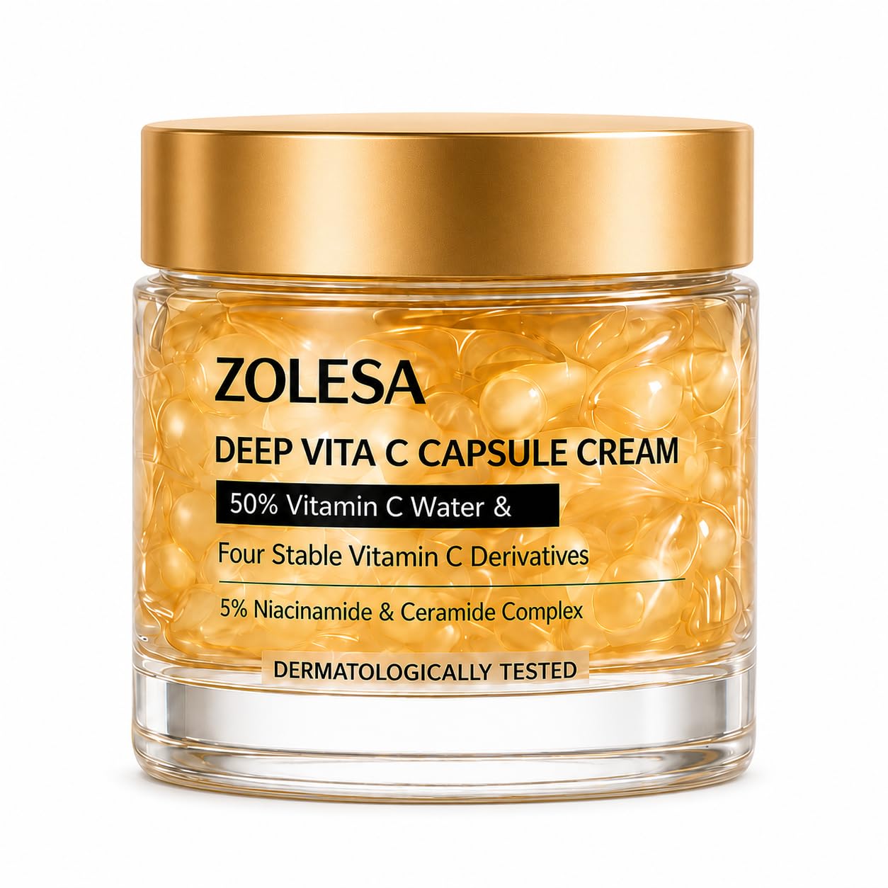 ZOLESA Vitamin C Capsule Face Cream, Golden Capsule Gel Moisturizer for Dull-Looking Skin, Hydrating Glow Face Cream with Lightweight Texture for Daily Skincare