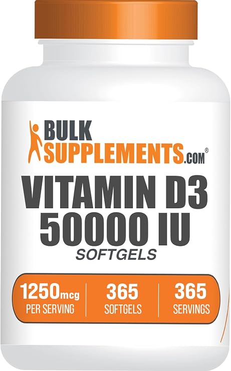 Vitamin D3 Softgels - Gluten Free, 1 Softgel per Serving (50000 IU), 365 Count (Pack of 1)