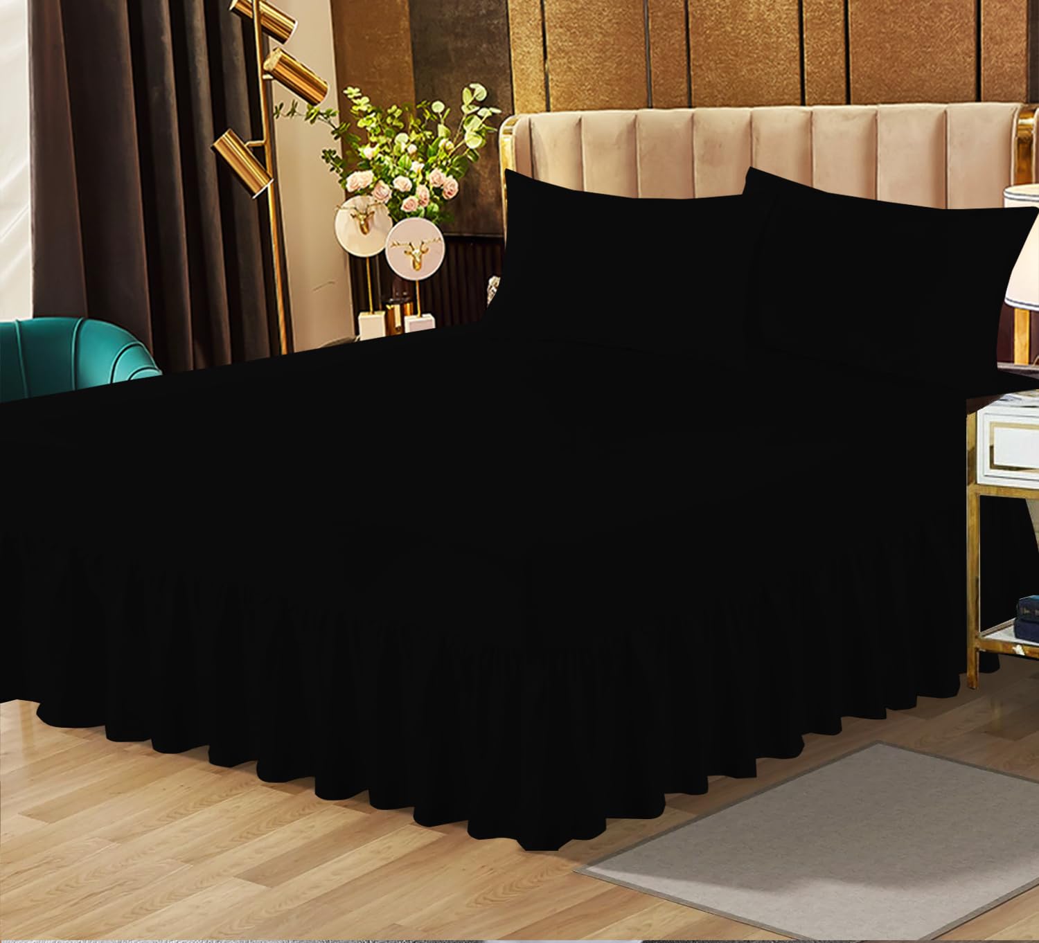 Extra Deep Frilled Valance Sheet Non Iron Thick Fabric Poly Cotton ...
