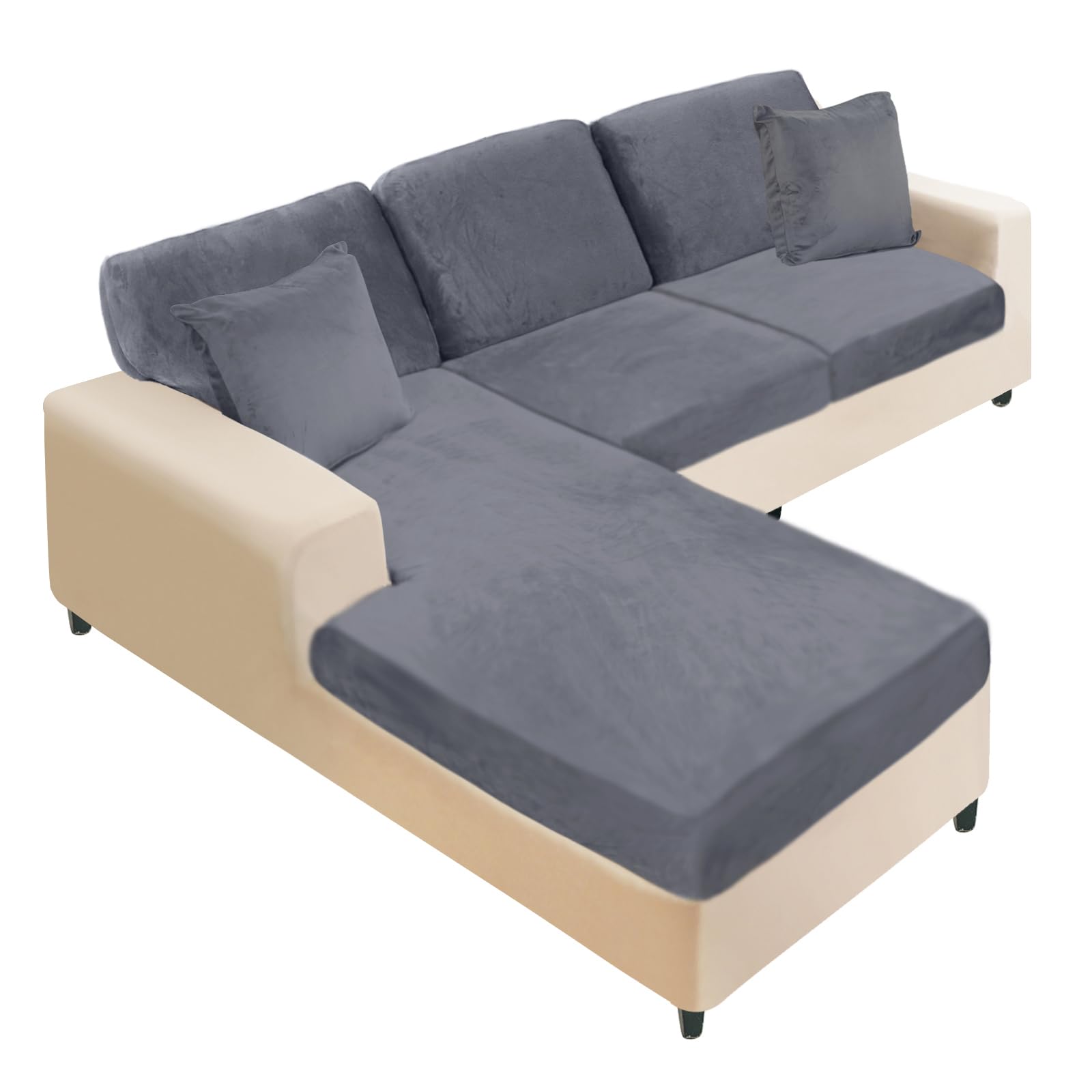 NAISI Sectional Couch Covers 6 Pieces Velvet